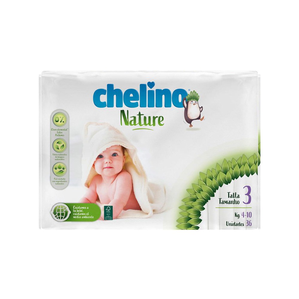 CAJA PAÑALES CHELINO NATURE T-2 (3-6 KG) 168 UDS.