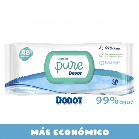 Dodot Aqua Pure Toallitas Para Bebé con 99% Agua - 1 Paquete de 48