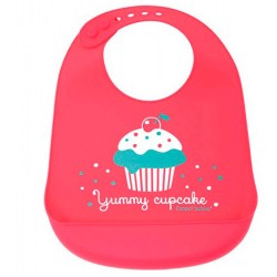 Babero de silicona color rojo cupcake Canpol Babies