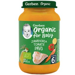 Tarrito puré Organic Zanahoria, Tomate y Pavo 190g GERBER de Nestlé