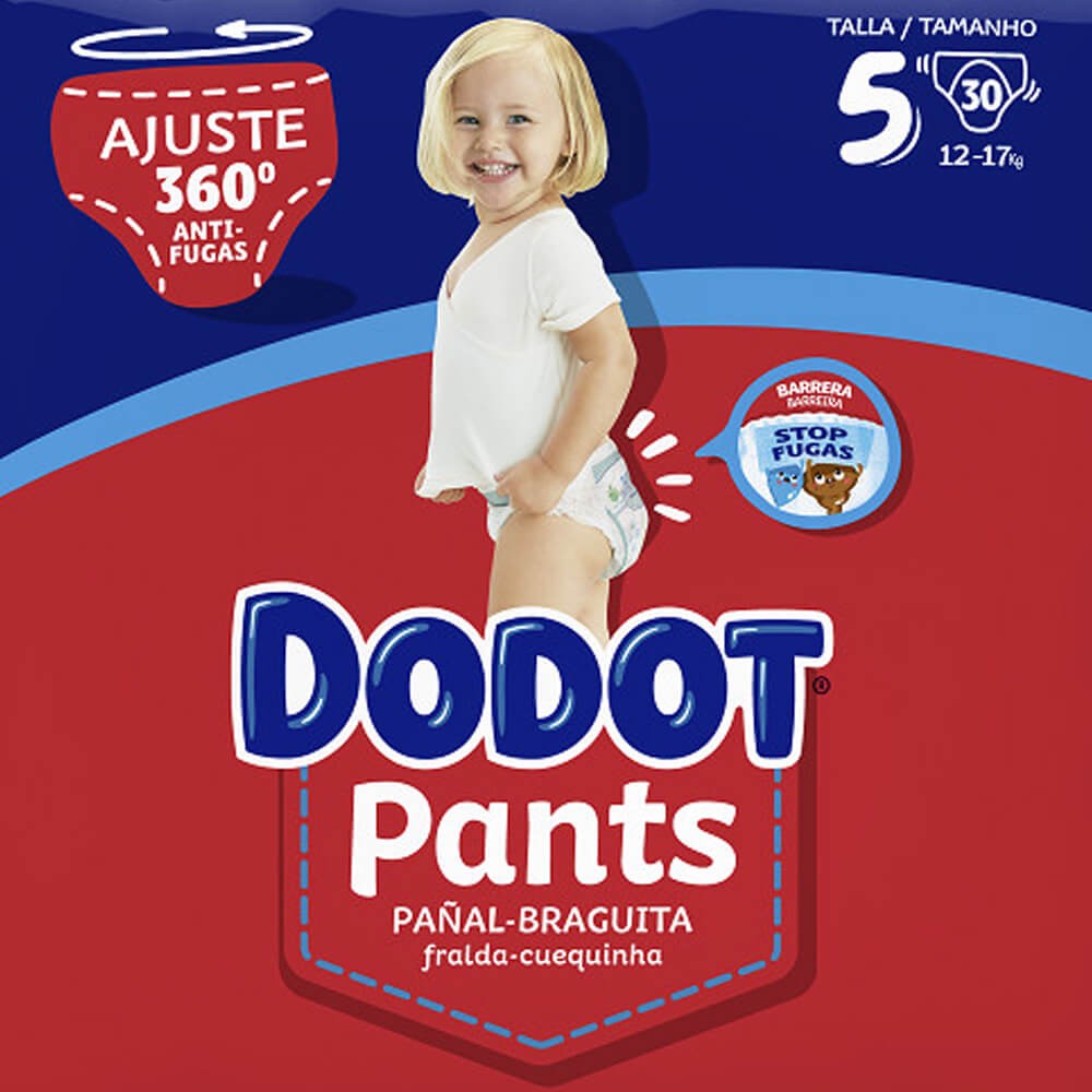 PAQUETE DODOT PANTS PAÑAL-BRAGUITA T/5 (12-17 kg) 30 UDS.