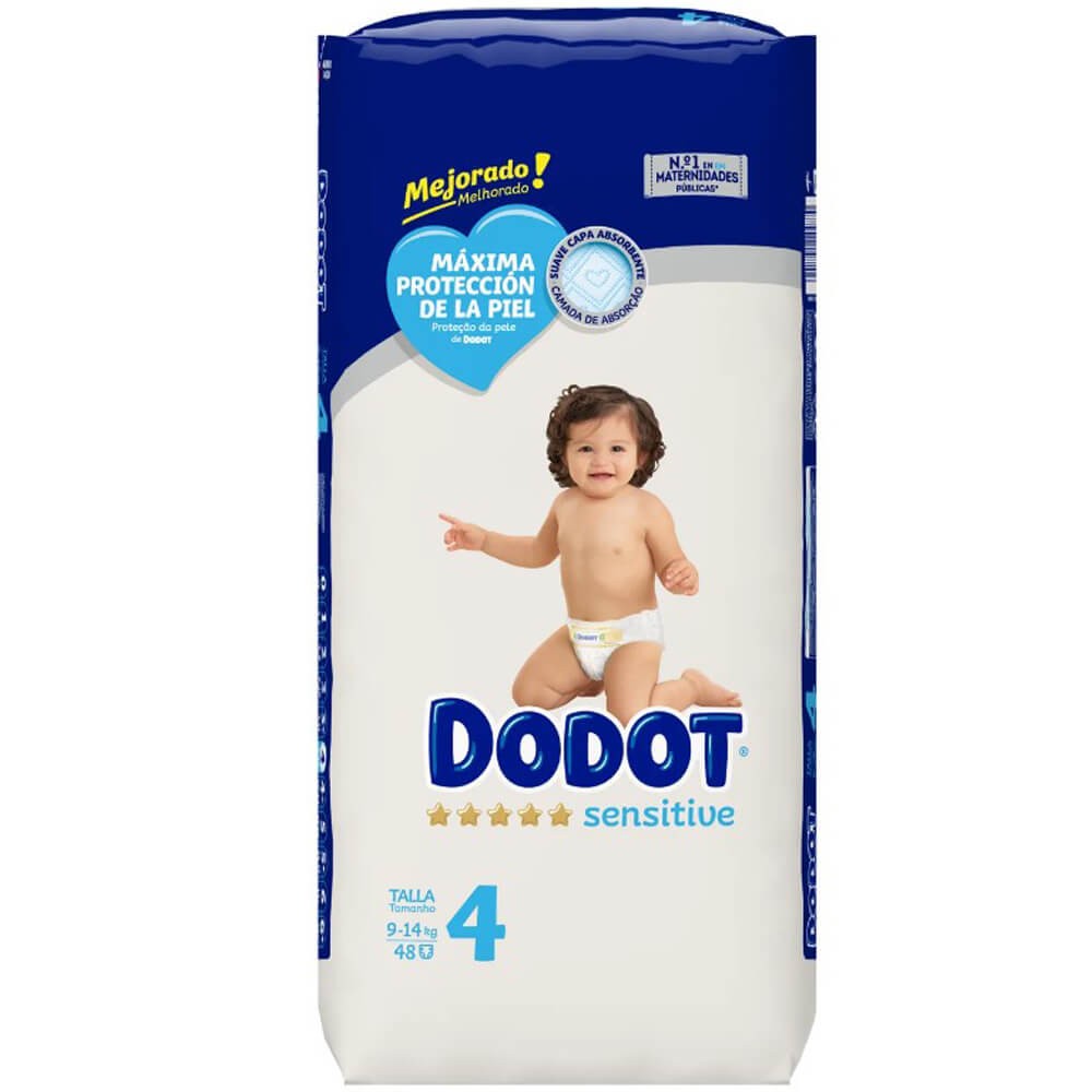 Dodot Pañales Bebé Sensitive Talla 4 (9-14kg), 172 Pañales + 4 Pants  Gratis, Óptima Protección de la Piel de Dodot, Pack Mensual : :  Bebé