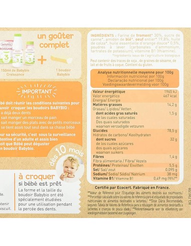 GALLETAS DE DENTICIÓN ECOLÓGICAS 120g  BABYBIO
