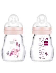 Biberón de cristal rosa (170ml) | Mam Baby - Nappy.es 2