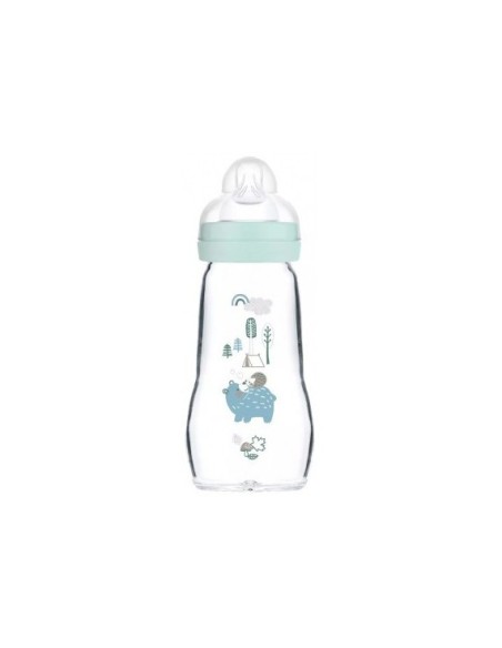 Biberón Cristal azul 260ml - Mam Baby