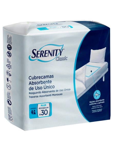Empapadores 40X60 Absorbentes 30uds. un solo uso cubrecamas Serenity