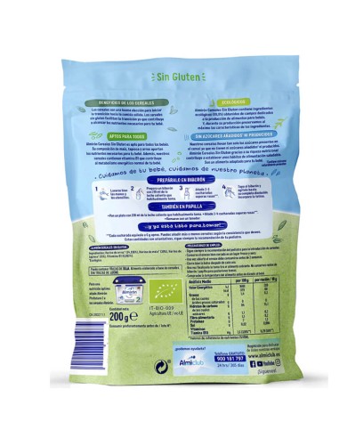 almiron-cereales-sin-gluten-ecologicos-200g-2.jpg – Detalle del logotipo Bio/Ecológico.