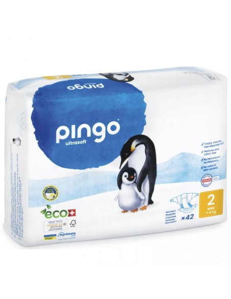 PAQUETE DE PAÑALES ECOLÓGICOS PINGO TALLA 2 (42 uds. / 3-6 kg.)