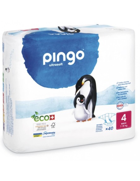 Paquete de pañales ecológicos talla 4 (40 uds / 7-18 kg) Pingo