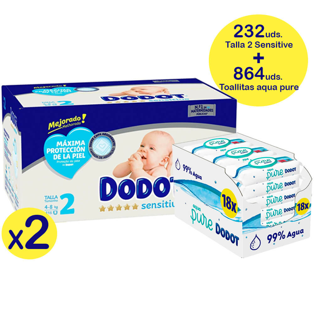 Sensitive toallitas húmedas infantiles wc pack 2 envases 60