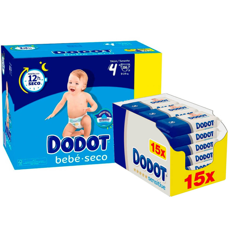 Dodot Bebé Seco Mega Box Talla 4-168 uds. : : Bebé