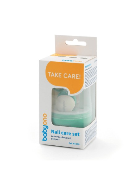 set-manicura-bebe-verde-babyono-2.jpg – Detalle tijeras puntas redondeadas.