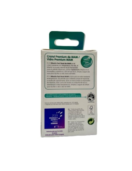 Biberón de cristal azul 90ml - Mam Baby
