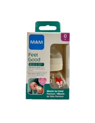 Biberón de cristal neutro 90ml - Mam Baby