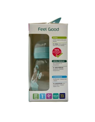 Biberón de cristal azul 170ml - Mam Baby