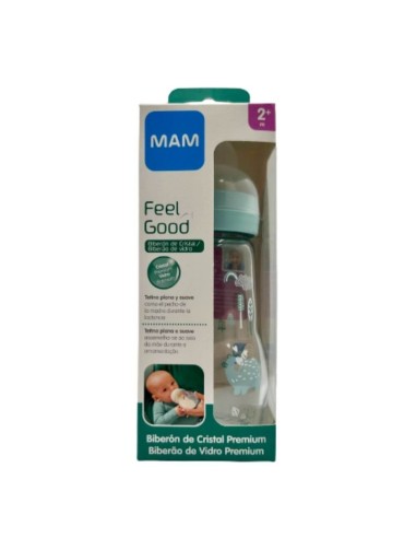 Biberón Cristal azul 260ml - Mam Baby