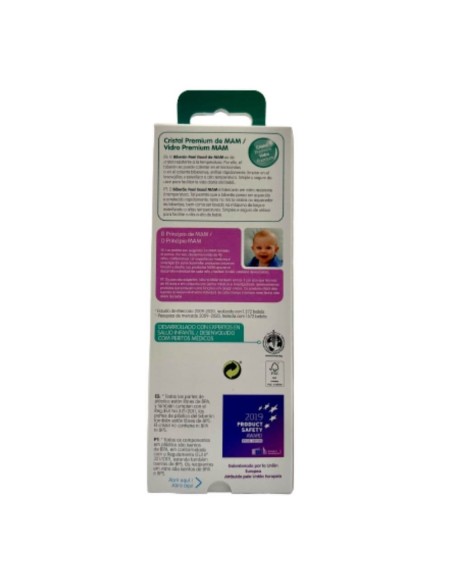 Biberón Cristal azul 260ml - Mam Baby