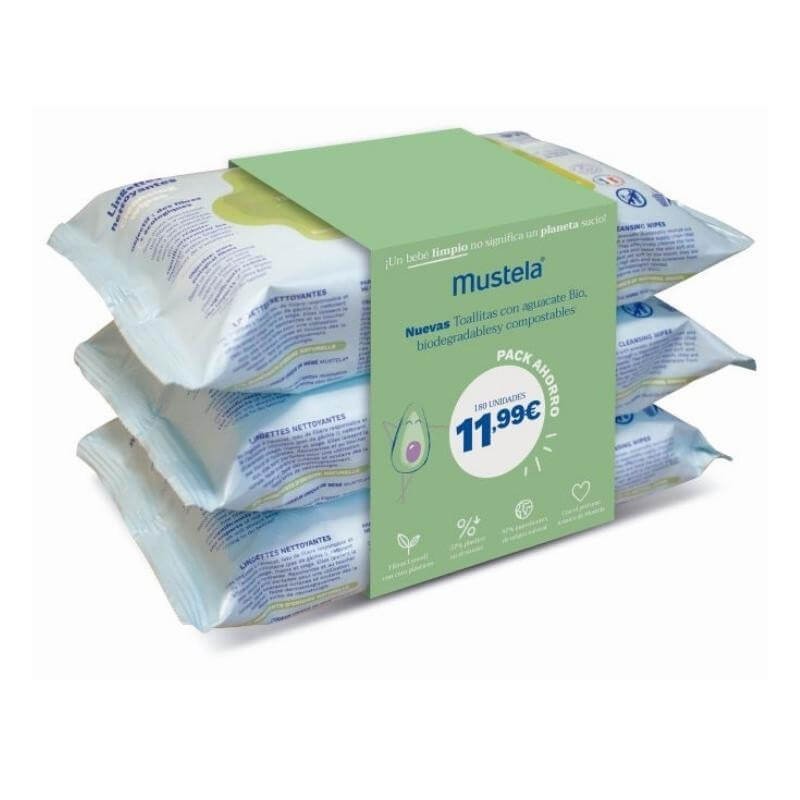 Comprar Pack toallitas con aguacate [ BIO ] 180 UDS - Mustela