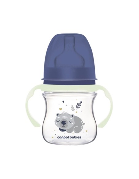 Biberón con asas fluorescentes Sleeping Koala 120ml - Canpol Babies