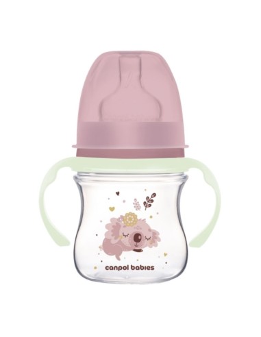 Biberón con asas fluorescentes Sleeping Koala 120ml - Canpol Babies