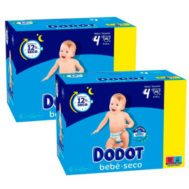 Pack Dodot con caja talla 4 de 232uds bebe seco