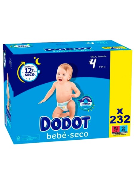 pack-dodot-talla-4-232uds-pañales-bebé-seco-9-14kg