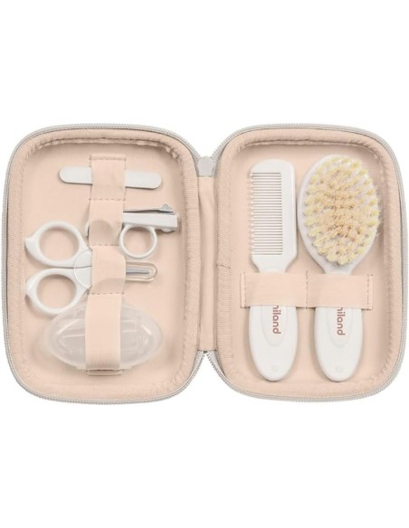 kit-cuidado-bebe-baby-kit-valencia-miniland-2.jpg – Estuche abierto con los accesorios organizados.