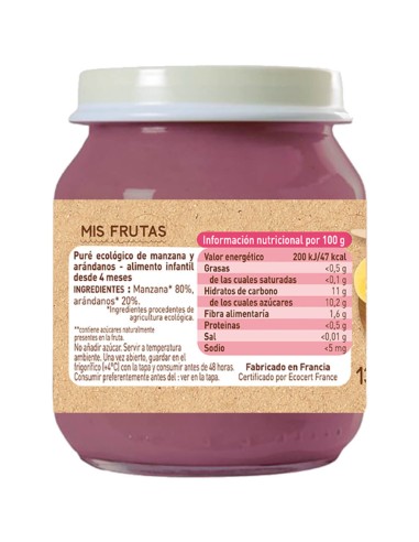 Potito Manzana y arándanos 130g Babybio