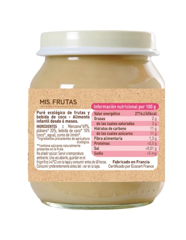 Potito Manzana, plátano y coco 130g Babybio