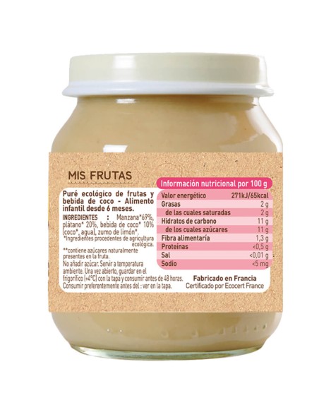 Potito Manzana, plátano y coco 130g Babybio