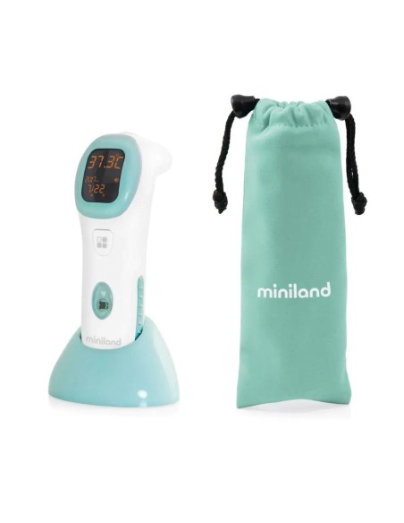 termometro-contacto-thermotalk-plus-miniland-3.jpg – Uso en la frente de un bebé.