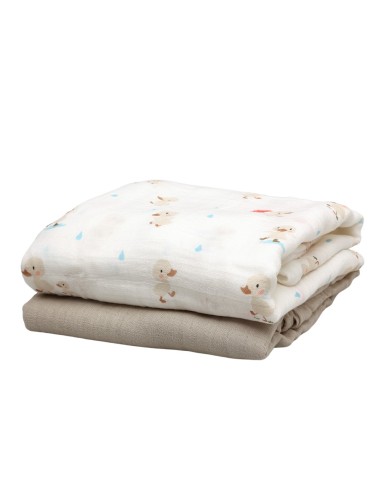 Set 2 muselinas de bambú Kiokids