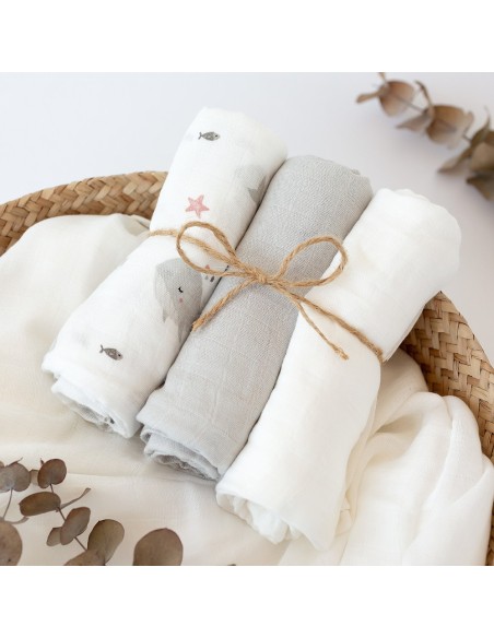 Set 2 muselinas de bambú Kiokids