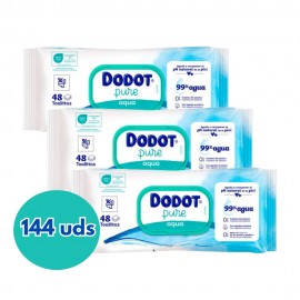 Toallitas Dodot 144 Unidades Aqua Pure (Caja 3 paquetes de 48 uds)