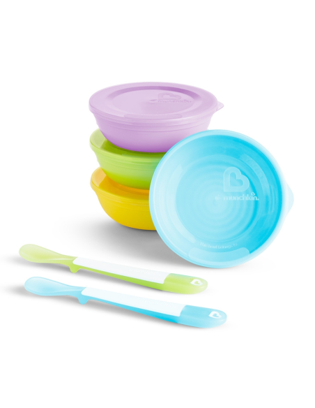Pack de cuencos con tapa + cucharas | Munchkin - Nappy.es