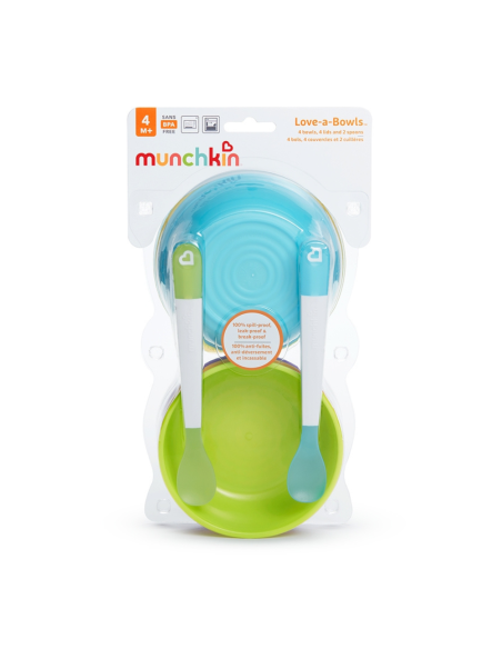 Pack de cuencos con tapa + cucharas | Munchkin - Nappy.es