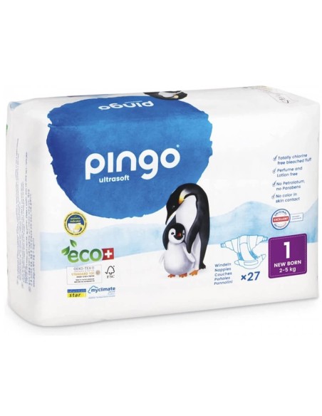 Paquete de Pañales Ecológicos Pingo Talla 1 (27 uds. / 2-5 kg)