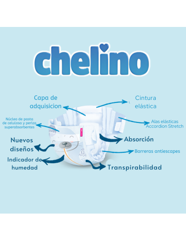 Pañales Chelino Love Talla 6 (17–28 kg) 27uds