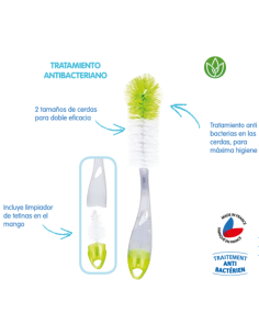 ESCOBILLA LIMPIA BIBERONES 2 EN 1 CON FIBRAS DOBLES TIGEX. 2