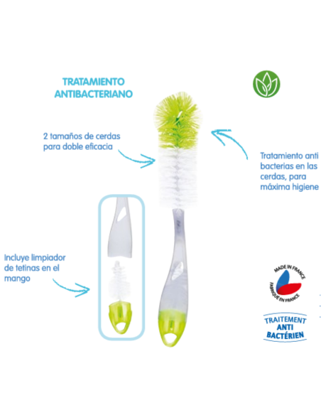 Escobilla limpia biberones [ 2 en 1 ] fibras dobles Tigex | Nappy.es