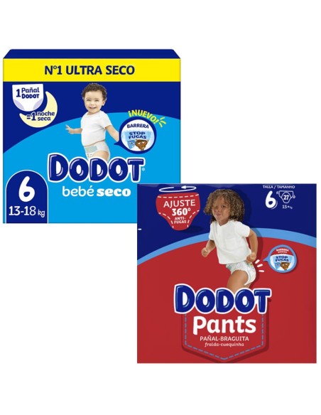 Pack Dodot 96uds. Talla 6 Bebé seco + Pants Talla 6 ( +15 kg )
