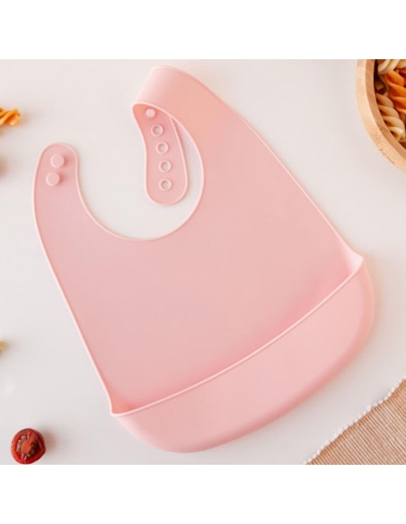 Babero silicona ajustable con bolsillo fácil limpieza y enrollable +4m kiokids