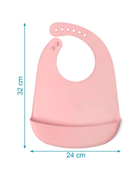 Babero silicona ajustable con bolsillo fácil limpieza y enrollable +4m kiokids