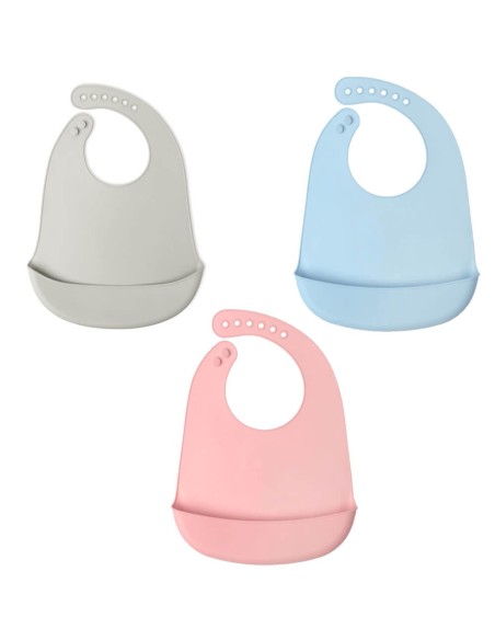 Babero silicona ajustable con bolsillo fácil limpieza y enrollable +4m kiokids