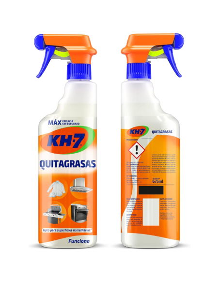 kh7-quitagrasas-desinfectante-650ml-2.jpg – Detalle del pulverizador y etiqueta.