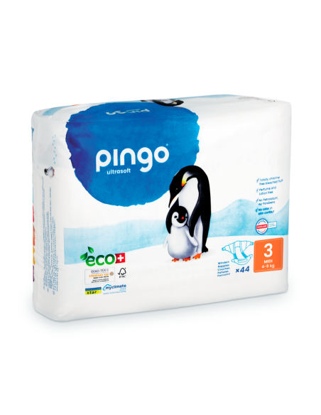 Paquete de pañales ecológicos talla 3 (44 uds / 4-9 kg) Pingo