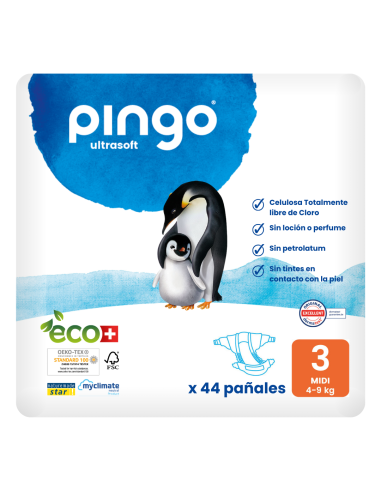 Paquete de pañales ecológicos talla 3 (44 uds / 4-9 kg) Pingo