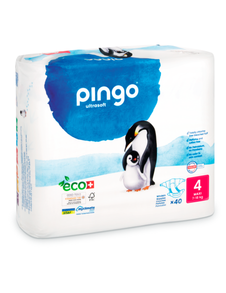 Paquete de pañales ecológicos talla 4 (40 uds / 7-18 kg) Pingo