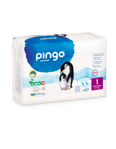 Paquete de Pañales Ecológicos Pingo Talla 1 (27 uds. / 2-5 kg)