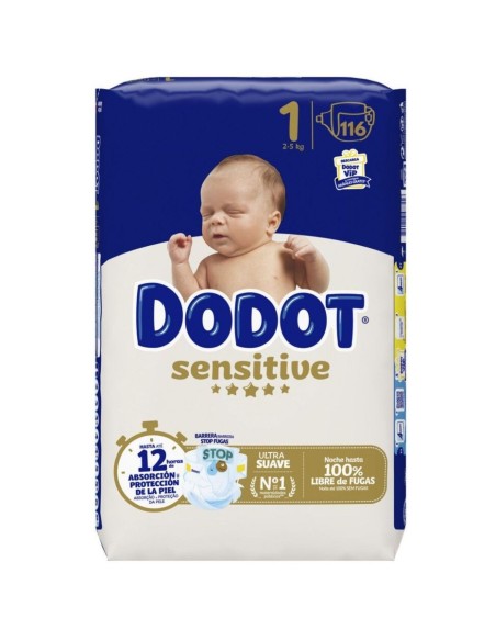 Pañales Dodot Sensitive Talla 1 (2–5 kg) – 116 Uds | Protección para R